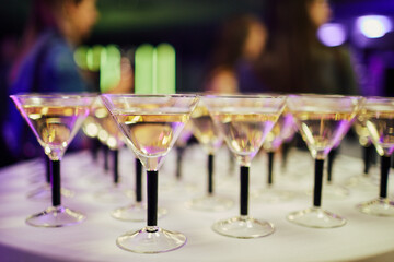 Elegant Wine Glasses in Romantic Atmosphere