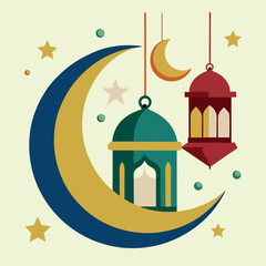 Ramadan & Eid Mubarak vector illustration 