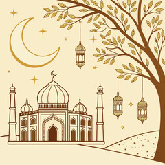 Ramadan & Eid Mubarak vector illustration 