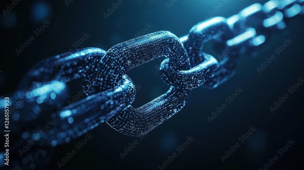 Poster blockchain technology network futuristic hud background with chain of blocks polygon peer to peer ne