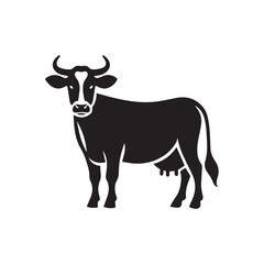 Cow silhoutee vector illustration on white 
