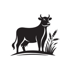 Cow silhoutee vector illustration on white 