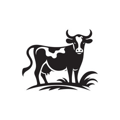 Cow silhoutee vector illustration on white 