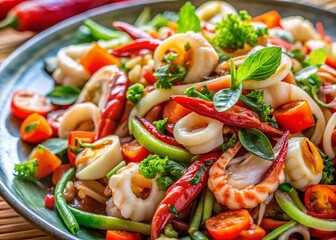 Spicy Thai Seafood Yum Yum Ruam Mit Talay Dish