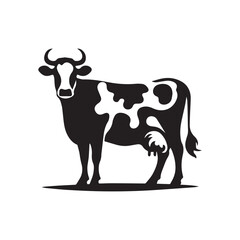 Cow silhoutee vector illustration on white 