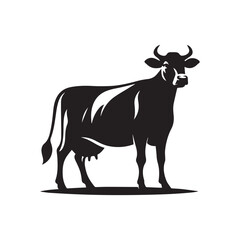 Cow silhoutee vector illustration on white 