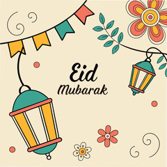Ramadan & Eid Mubarak vector illustration 