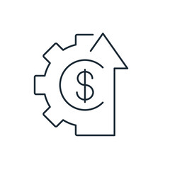 Effective financial management. Income up.Vector linear icon isolated on white background.