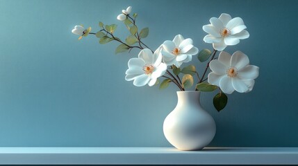 Serene white blossoms in elegant white vase