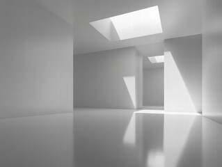 Obraz premium A large, empty room with a skylight above the center