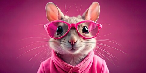 Pink Glasses Small Animal Fashion Portrait AI Art