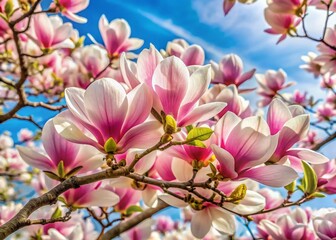 Fototapeta premium Stunning Magnolia Blossom Tree in Spring, Rule of Thirds Composition