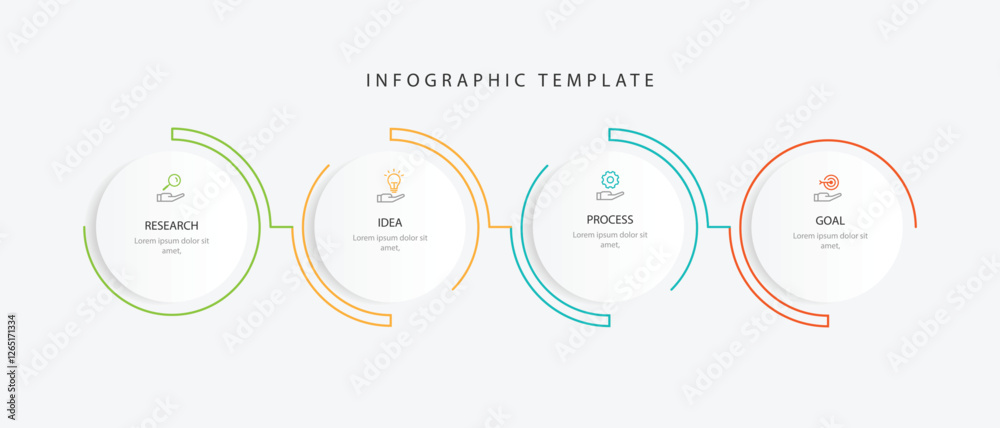 Aufkleber 4 line step circle infographic template vector with icons suitable for business information and web presentation 