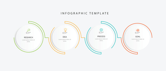 4 line step circle infographic template vector with icons suitable for business information and web presentation 