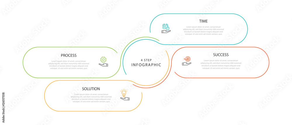 Leinwandbilder Design template infographic element with 4 line connected and icons suitable for business information and web presentation 