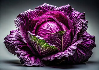 Obraz premium Purple Cabbage Close-Up Fashion Photography, Abstract Food, Vibrant Colors