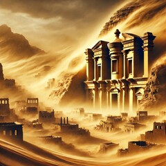 Ancient Ruins Engulfed by a Sandstorm