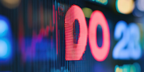 Red LED Display Showing the Number Ten