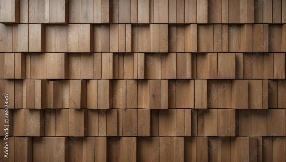 Poster textured wooden wall with layered blocks in natural wood finish intricate pattern and depth copy spa