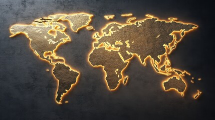 World map with light background in wall