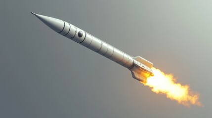 Naklejka premium Launching rocket on gray background. Startup and begin concept. 3D Rendering.