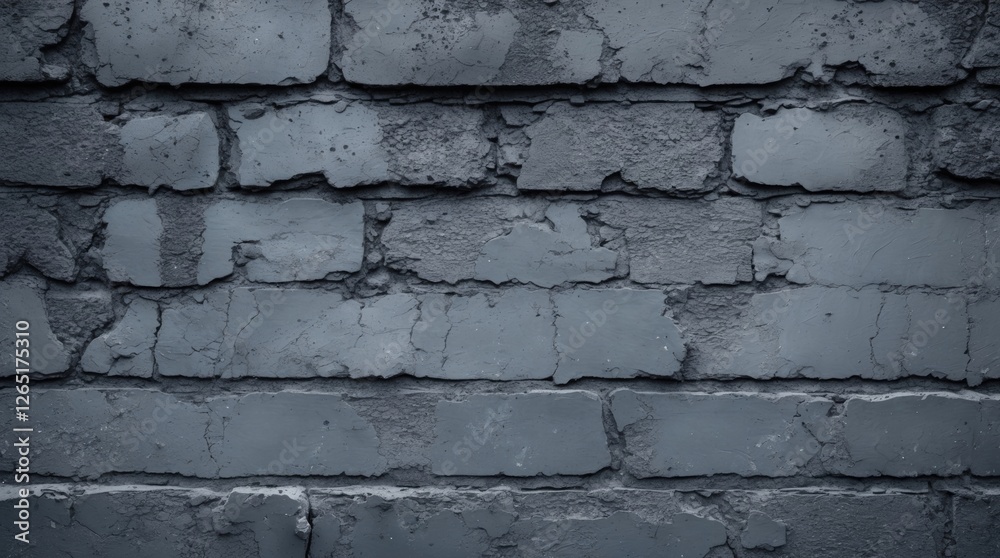 Aufkleber Gray textured brick wall with uneven surfaces and visible cracks suitable for background use and design applications Copy Space