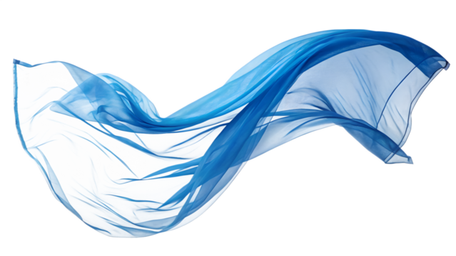 Blue fabric floating