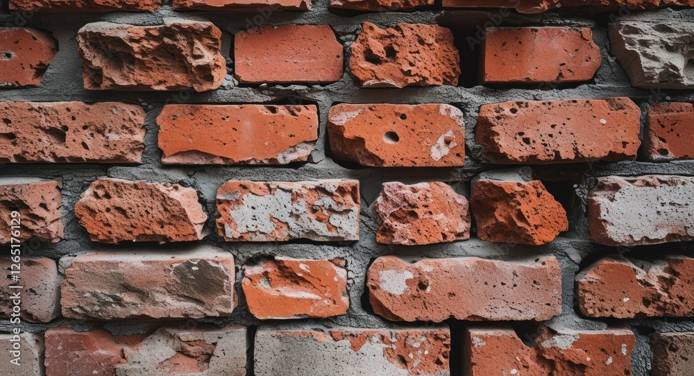 Poster textured red brick wall with varying shades and irregularities providing a rustic appearance ideal f