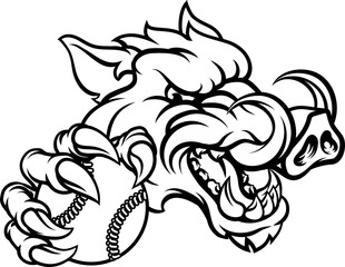 Boar Wild Hog Razorback Warthog Baseball Mascot