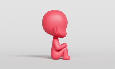 앉아있는 심플한 귀여운 아이 캐릭터 목업 Sitting Simple Cute Child Character Mock up