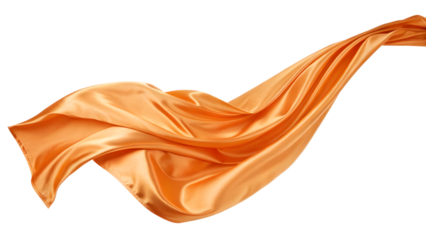 orange silk fabric on white background
