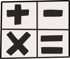 Obraz premium 사칙연산 수학,공부,덧셈,뺄셈,나누기,곱하기,계산,아이콘,사칙연산 손그림,엑셀,금융,단순한,곱셈,나눗셈,수학기호,학교,학생,시험,성적,수업,학원,산수,부호,계산기