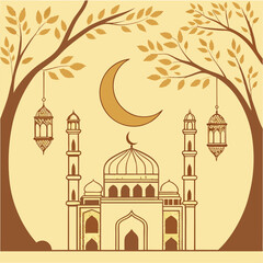 Ramadan & Eid Mubarak vector illustration
