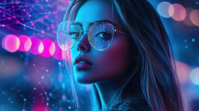 Cryptocurrency blockchain network background. Bright glowing symbols. Futuristic big data information. Graphic concept for your design