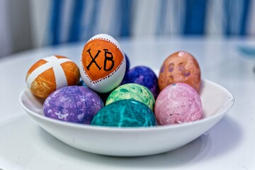 Pysanka - chicken eggs traditionally painted for the Ukrainian Easter holiday.