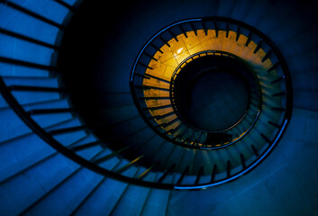 spiral staircase in the blue