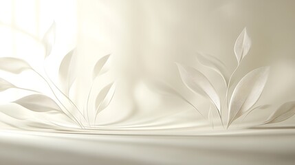 Elegant White Plant Forms on Cream Background