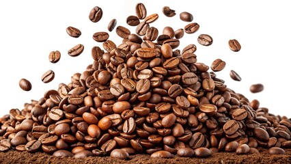 Naklejka premium Roasted Coffee Beans Pile - High-Resolution Food Photography