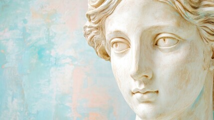 Obraz premium Elegant close up of a white sculpture bust against a serene artistic background