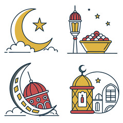 Fototapeta premium Ramadan & Eid Mubarak vector illustration 