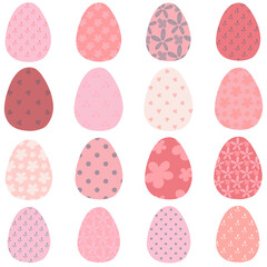 A hand-painted collection of illustrations of pastel, Delicate, soft colored Easter eggs  without background, isolated, cut out, png. 