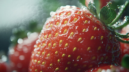 close up of a strawberry on the ice