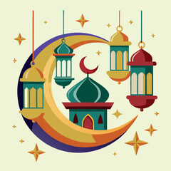 Ramadan & Eid Mubarak vector illustration 