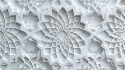 Fototapeta premium Abstract Islamic background in white, featuring seamless and intricate Arabian patterns, delicate design