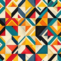 Colorful geometric squares form a seamless vintage plaid pattern