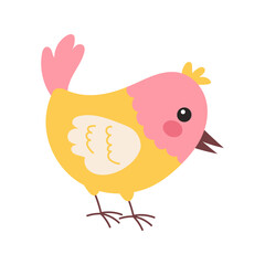 Cute bright spring bird on a white background. Vector illustration.