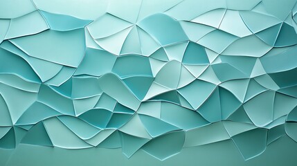 Obraz premium Soft mint green background with textured v 6 style design in shades of blue.