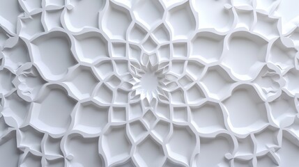 Fototapeta premium Abstract Islamic background in white, featuring seamless and intricate Arabian patterns, delicate design