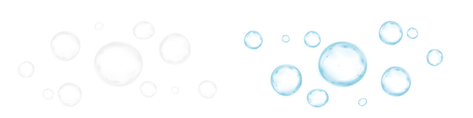 Soap bubbles on a white background, painted in watercolor. PNG