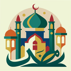 Ramadan & Eid Mubarak Greeting Cards vector illustration 